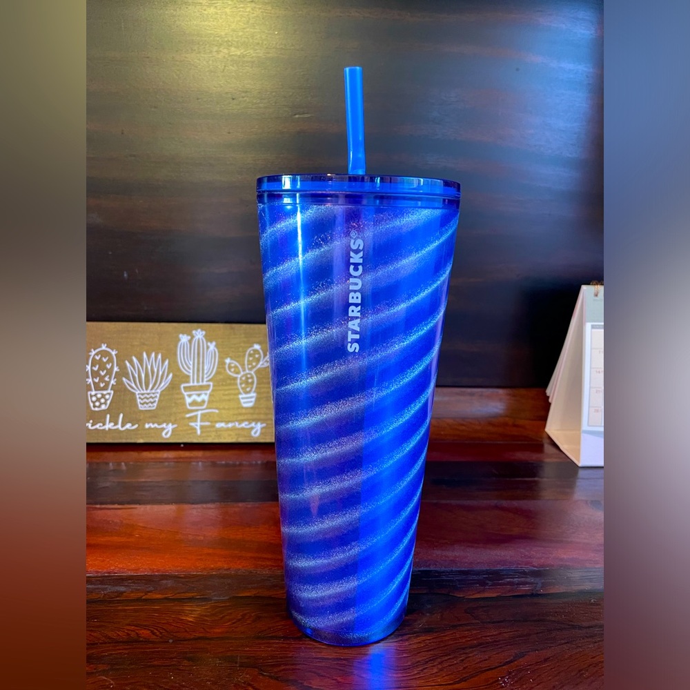Starbucks 2023 Venti Blue and Silver Swirl Tumbler